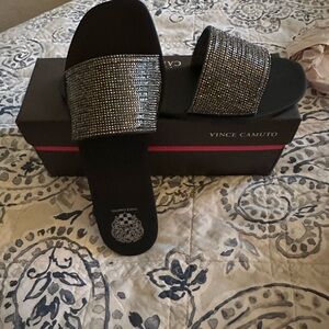 Vince Camuto Black and Silver Sandals